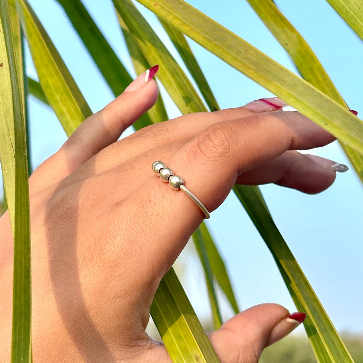 Worry Ring for Stress Relief and Silver Mindful Calm