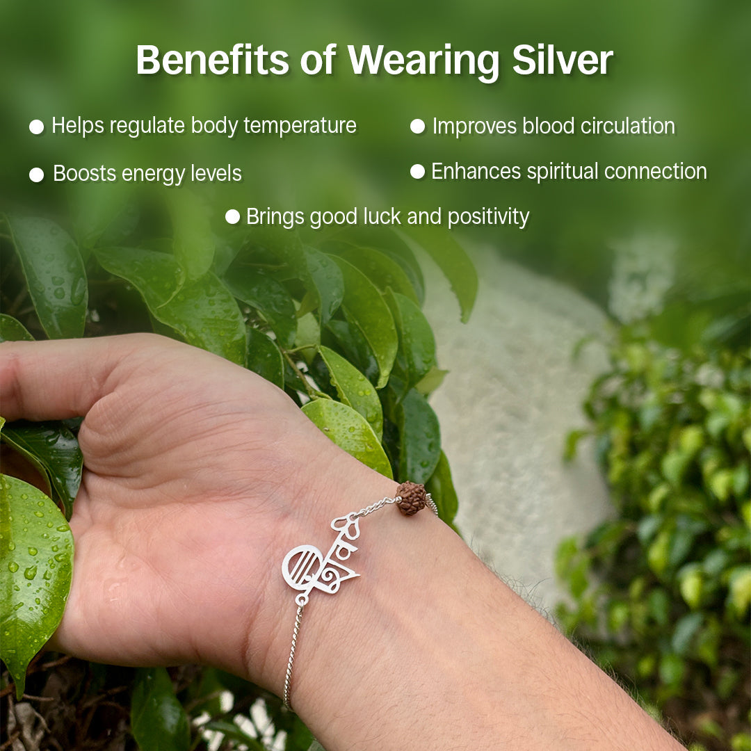 Shiva Rudraksha Pure Silver (चाँदी) Bracelet For Him