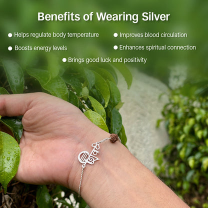 Shiva Rudraksha Pure Silver (चाँदी) Bracelet For Him