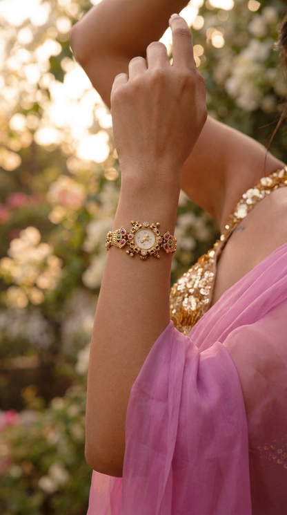 Heritage Luxury White Elephant Dial Rajwadi Watch for Women