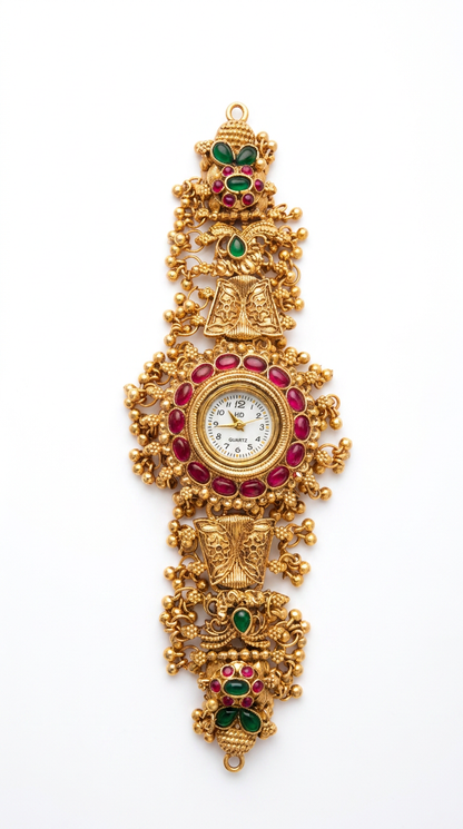 Heritage Red Stone Work Rajwadi Watch for Women