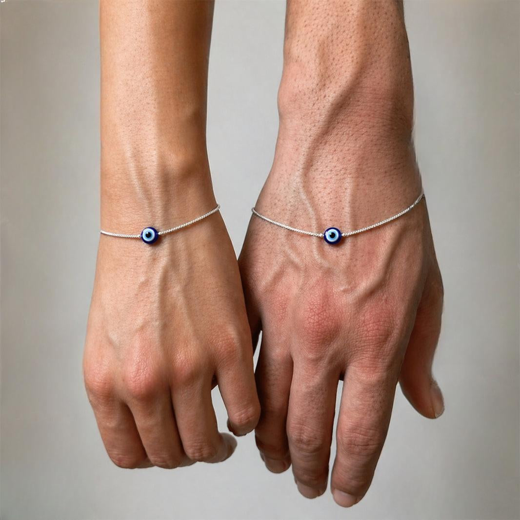 Amora Evil Eye Couple Bracelet Set | 925 Silver | Adjustable